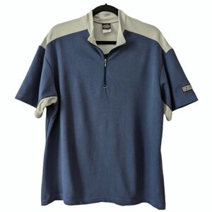 Zoic Men's Blue and Gray V-Neck Zip Front Bike Shirt Size L